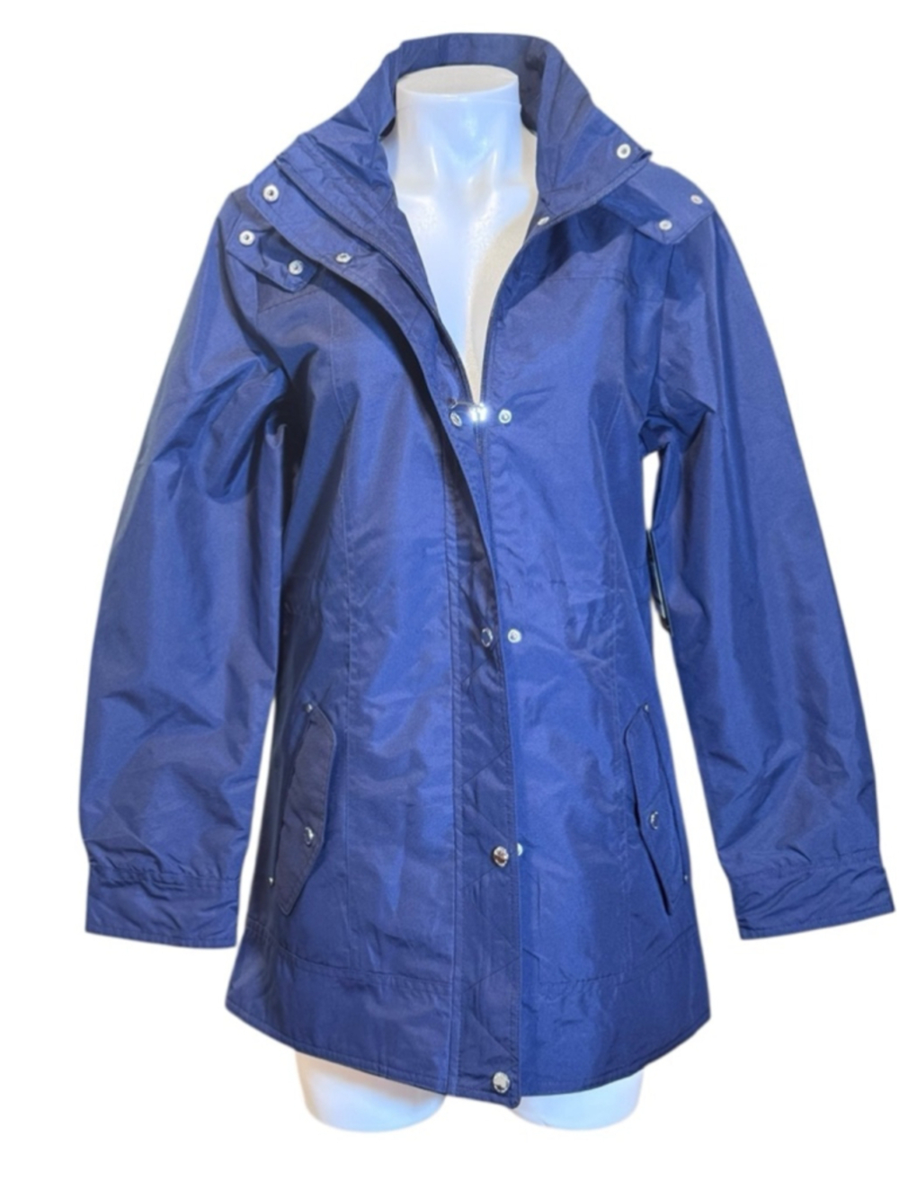 Women's nicole Miller Navy Rain Coat Size S - Picture 2 of 4